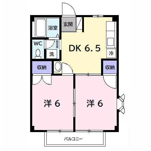 ファーストヒルズA(2DK/2階)の間取り写真