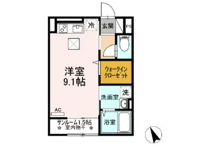 カーサ シエロ(ワンルーム/1階)の間取り写真