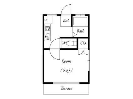 テラスENJU(1DK/2階)の間取り写真