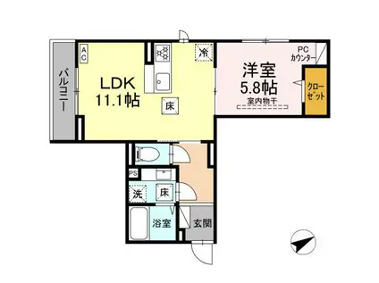 エスペランス(1LDK/1階)の間取り写真