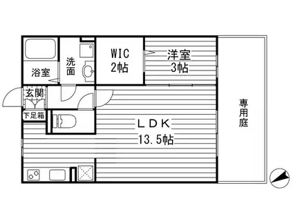 リビングタウン網干(1LDK/1階)の間取り写真