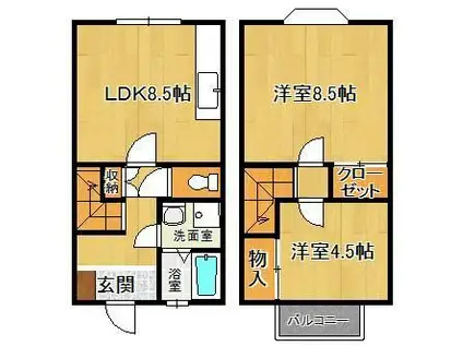 グリーンヒルズ(2LDK/1階)の間取り写真