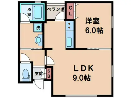 アミティエ帝塚山(1LDK/2階)の間取り写真