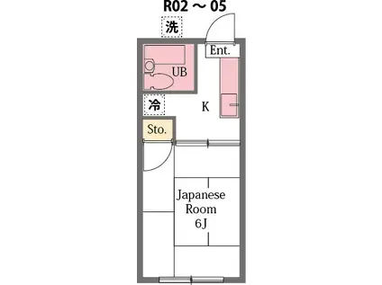 ポート11(1K/2階)の間取り写真