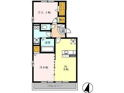 ルラーシュ(2DK/3階)の間取り写真