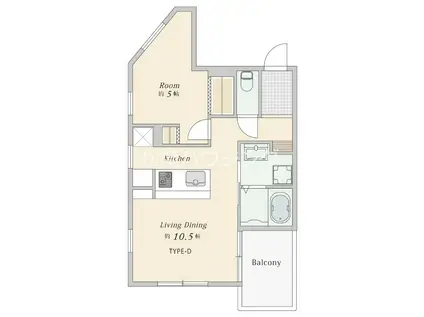 西武新宿線 新井薬師前駅 徒歩5分 3階建 築4年(1LDK/2階)の間取り写真