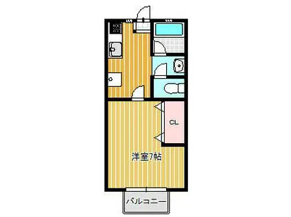 K2北里(1K/2階)の間取り写真