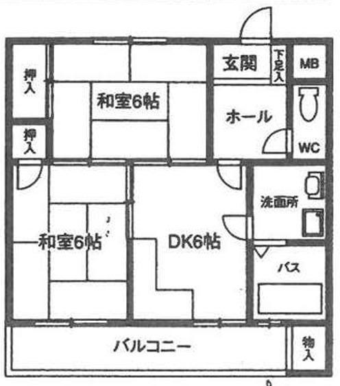 金盃第2ビル高羽荘(2DK/5階)の間取り写真