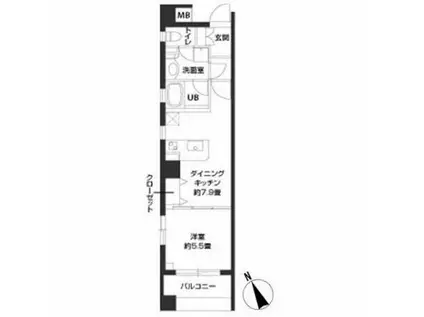 カスタリア新富町IV(1DK/9階)の間取り写真