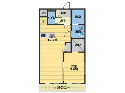 ルネス上浜(1LDK/3階)の間取り写真