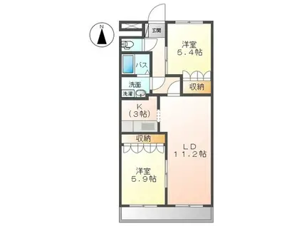 ローズマリーI(2LDK/2階)の間取り写真