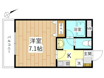 グランディール壱番館(1K/6階)の間取り写真