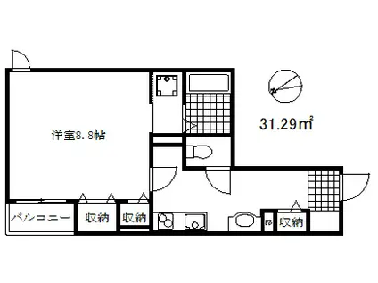 アルファオメガ(1K/3階)の間取り写真