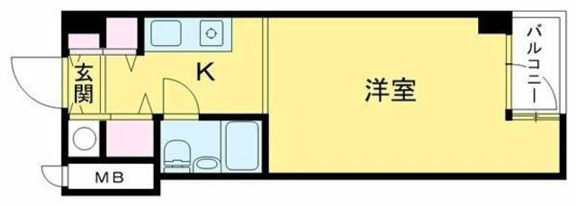 ベルトピア多摩川(ワンルーム/2階)の間取り写真