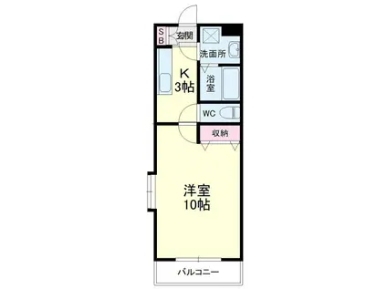 遠州鉄道 曳馬駅 徒歩13分 4階建 築23年(1K/4階)の間取り写真