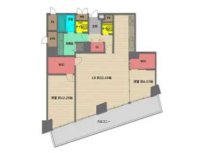 チャスカ茶屋町レジデンス(2LDK/17階)の間取り写真