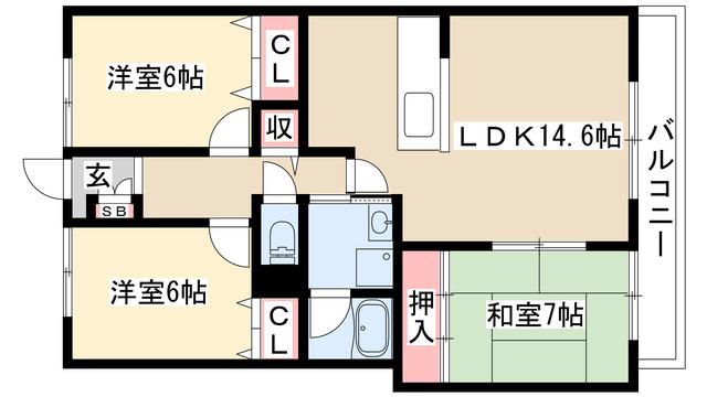 グランハート(3LDK/3階)の間取り写真