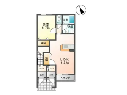 エリー・ココ(1LDK/1階)の間取り写真