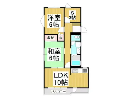 ホワイトハイツ東館(2SLDK/3階)の間取り写真