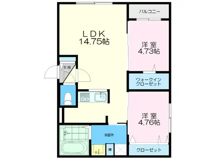 TWINBERRY KITAHIROSHIMA北広島市共栄町3丁目M(2LDK/3階)の間取り写真