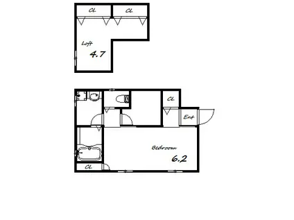 グランメール腕塚町(1SK/2階)の間取り写真