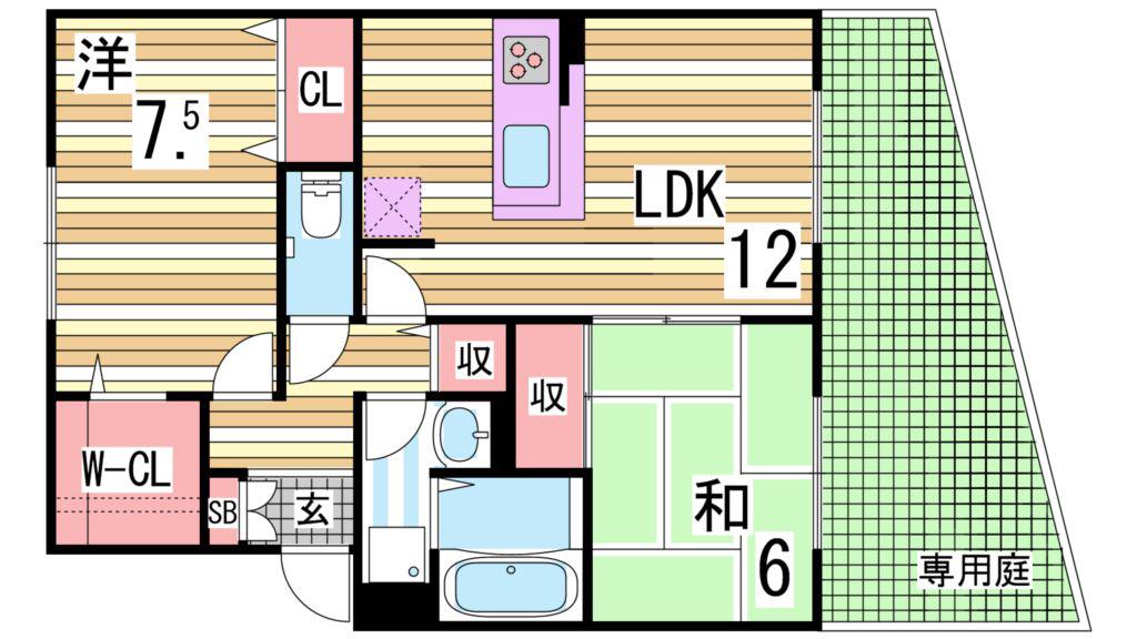 パルティーダ C棟(2LDK/1階)の間取り写真
