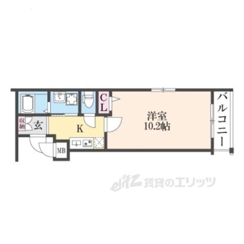 CRESTTAPP京都丹波口2(1K/4階)の間取り写真
