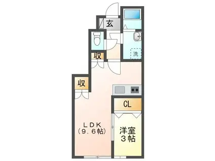 ルスデルソル(1LDK/1階)の間取り写真