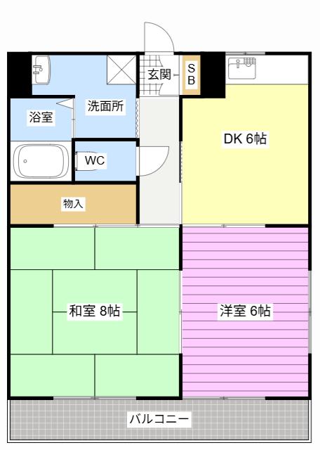 リュミエール(2DK/1階)の間取り写真