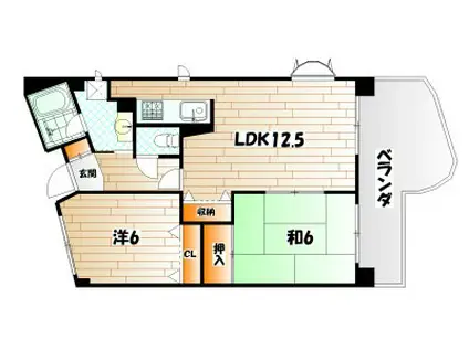 ピュアライフビル(2LDK/6階)の間取り写真