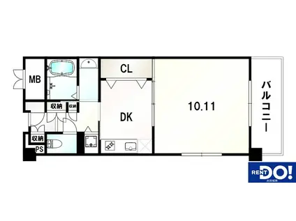 アパートメントハウス姫室(1DK/2階)の間取り写真