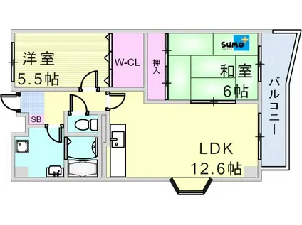 ファミールハイツ(2LDK/2階)の間取り写真