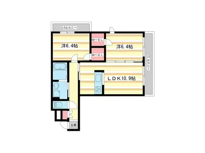 シャーメゾン春日(2LDK/2階)の間取り写真