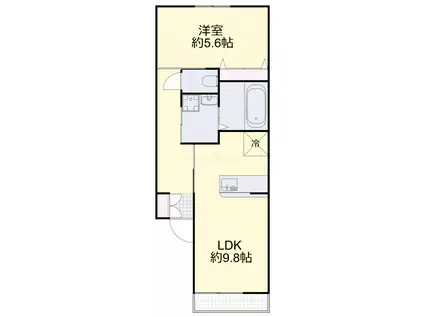 アルヴィータII(1LDK/2階)の間取り写真