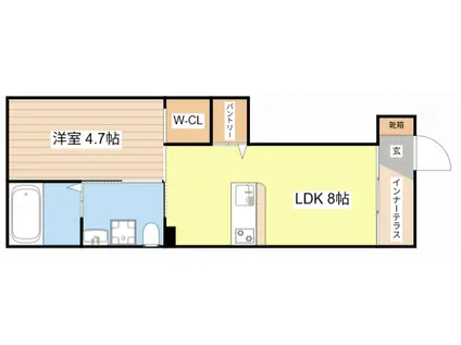 ゼファー・フィールII(1LDK/1階)の間取り写真