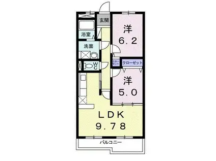 クレセールヴァンブ(2DK/5階)の間取り写真