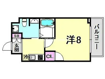 アーバングリーン兵庫ステーションフロント(1K/7階)の間取り写真