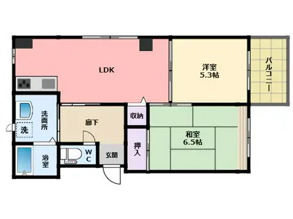 サンスペース甲子園(2LDK/1階)の間取り写真