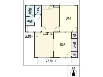 ラフィーネ稲生 B棟(2LDK/1階)の間取り写真