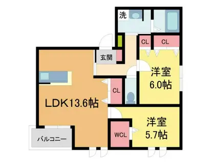 LIZE西宮仁川(1SLDK/3階)の間取り写真
