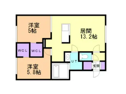 MARESSE DOUX(2LDK/1階)の間取り写真