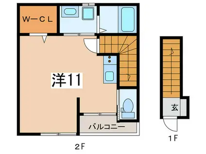 タウンハウス旭(ワンルーム/2階)の間取り写真