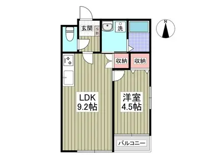 GARDEN MIYAKOI(1LDK/1階)の間取り写真