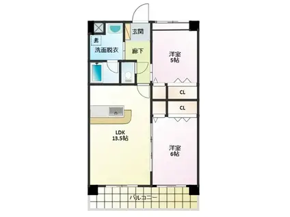 グランコムサ寺崎(2LDK/7階)の間取り写真