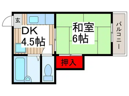 キャステル竹の塚(1DK/3階)の間取り写真