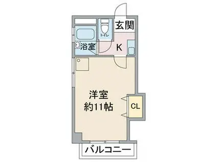 ティアイ池下(1K/4階)の間取り写真