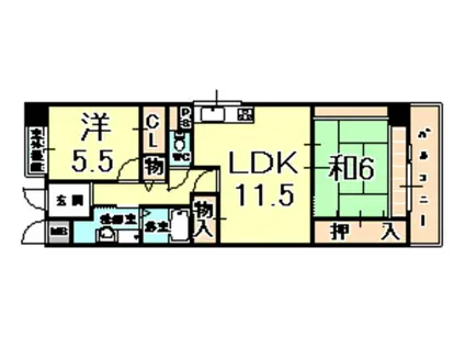 サンヴェール神戸(2LDK/6階)の間取り写真