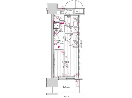 グランド・ガーラ川崎西口(1K/12階)の間取り写真