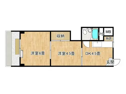 パレス住吉橋(2DK/1階)の間取り写真