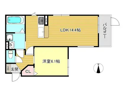 ラルーチェ聖護院(1LDK/2階)の間取り写真